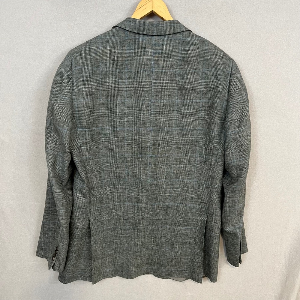 Ermenegildo Zegna Roma Fit Sport Coat Gray Plaid Linen Wool Silk 52L IT/42L US - Picture 3 of 10